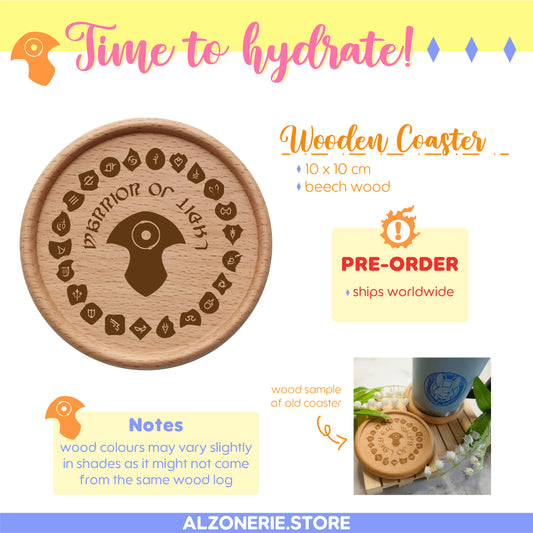 【FF14】 PRE:ORDER | Stay Hydrated, WoL! Wooden Coaster